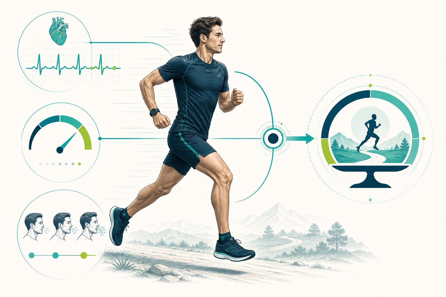 Skizze von Herzfrequenz, Lauftempo und Belastungsgefühl